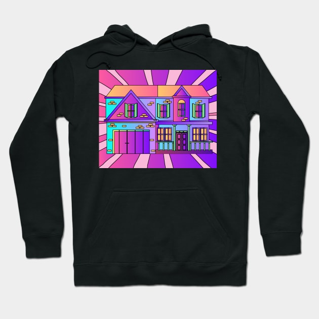 Illustration Dream House Villa Color Effects Hoodie by flofin